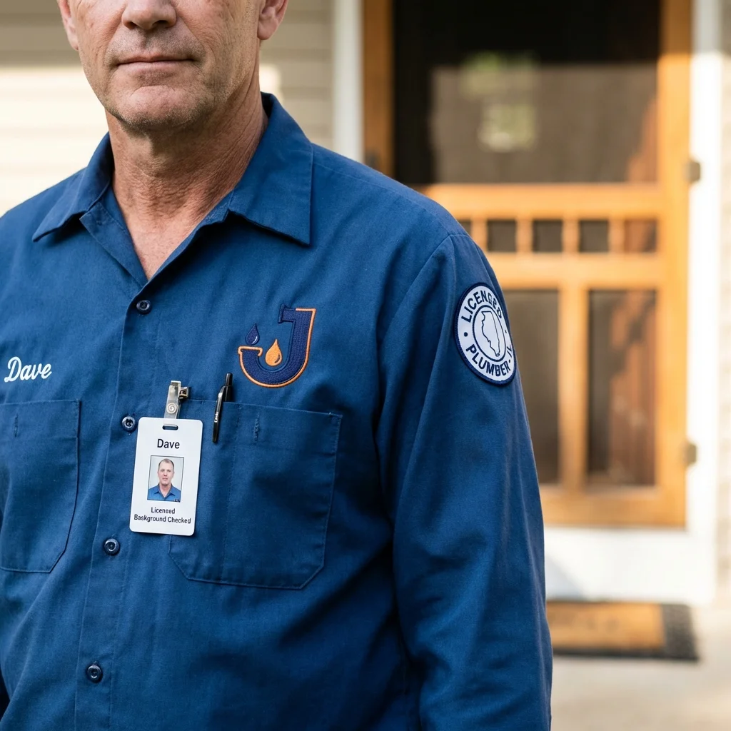 Licensed plumber showing ID badge in Wartburg, TN