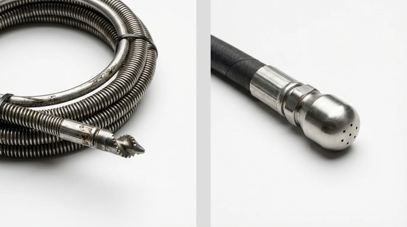 Drain snake cable and hydro jetting nozzle used for drain cleaning in Wartburg, TN